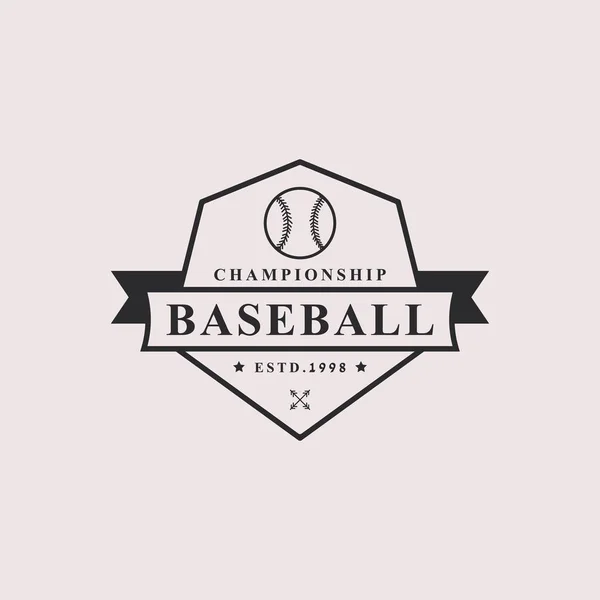 Insignia Retro Vintage Béisbol Logos Emblemas Elementos Diseño — Archivo Imágenes Vectoriales