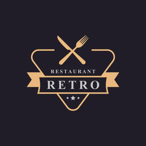 Vintage Retro Badge Crossed Spoon Fork Knife Rustic Kitchen Food — Stock Vector
