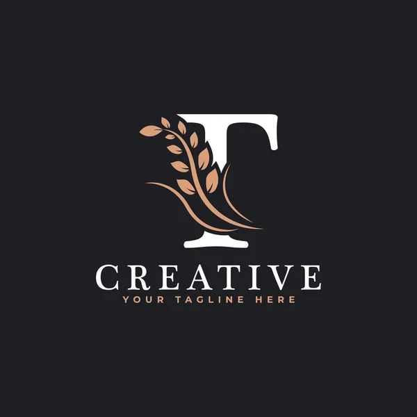 Eerste Letter Gekoppeld Monogram Golden Laurel Wreath Logo Graceful Design — Stockvector
