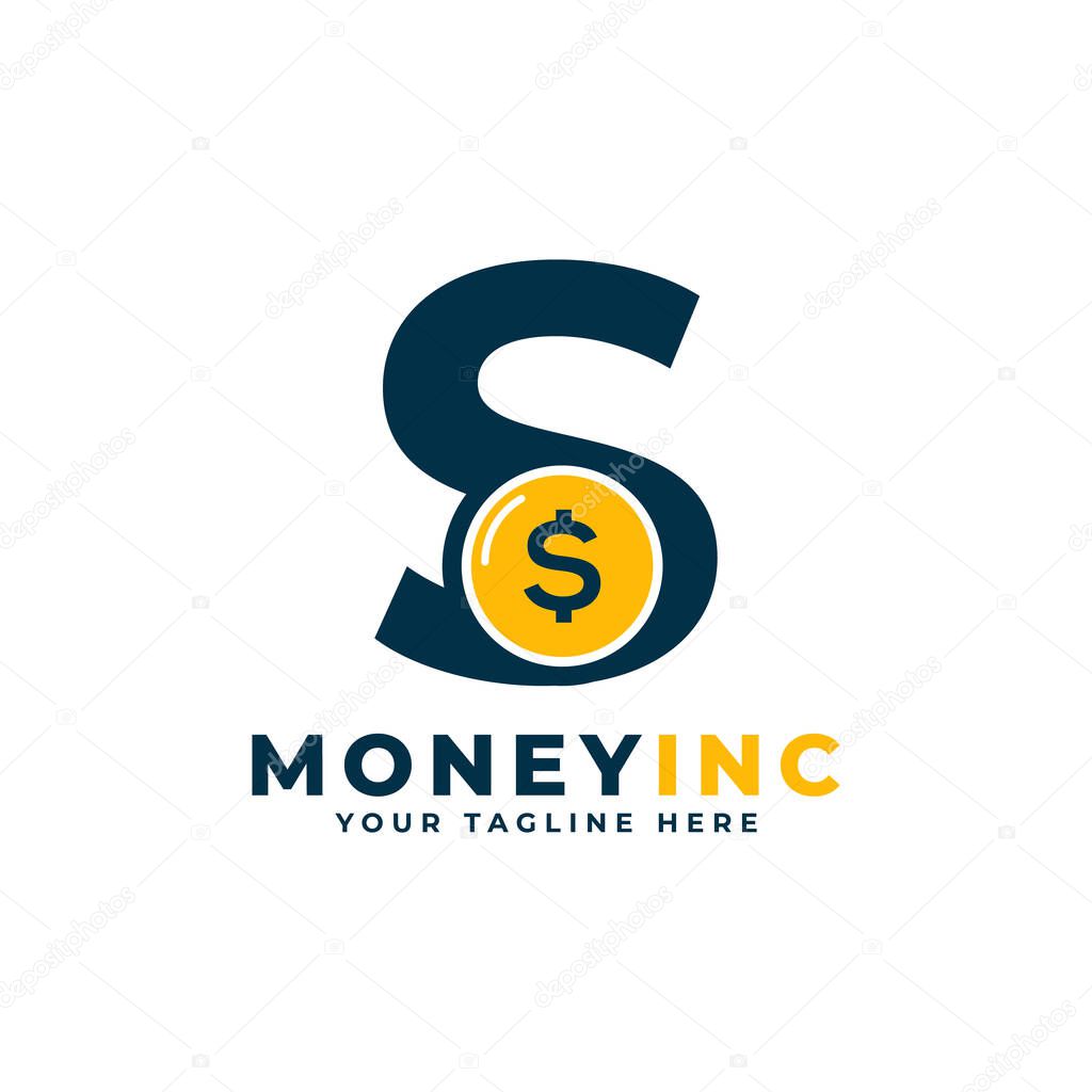 Cash Logo. Letter S with Coin Money Logo Design Template