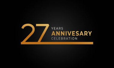 Siyah Arkaplanda Tek Hat Altın ve Gümüş Kutlama Etkinliği, Düğün, Kutlama Kartı ve Davetiyesi Yılı Kutlama Logosu