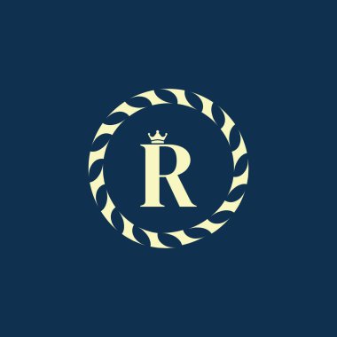 Vintage Insignia Retro Etiket Harfi R Hattat Sanat Logosu Tasarım İşaret Elemanı, Kimlik, Kafe veya Otel Vektörü Resimleri