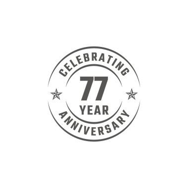 Beyaz Arkaplanda Gri Kutlama, Düğün, Kutlama Kartı ve Davetiye ile 77 Yıl Yıldönümü Amblemi