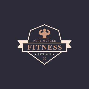 Antika Retro Rozet Fitness Merkezi ve Spor Salonu Logoları Spor Malzemeleri İşaretleri ve Siluetleri