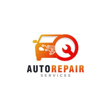 Araba Tamir Logosu Sembolü. İş ve Otomotiv Logoları İçin Kullanılabilir
