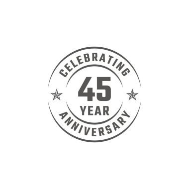 Beyaz Arkaplanda Gri Kutlama, Düğün, Kutlama Kartı ve Davetiye ile 45 Yıl Yıldönümü Amblemi