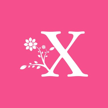 X Harfi Süslü Logogram Çiçeği Bağladı. İş ve Doğa Logoları İçin Kullanılabilir.