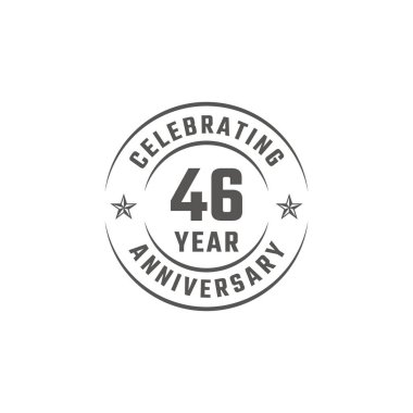 Beyaz Arkaplanda Gri Kutlama Etkinliği, Düğün, Kutlama Kartı ve Davetiye ile 46 Yıl Yıldönümü Amblemi