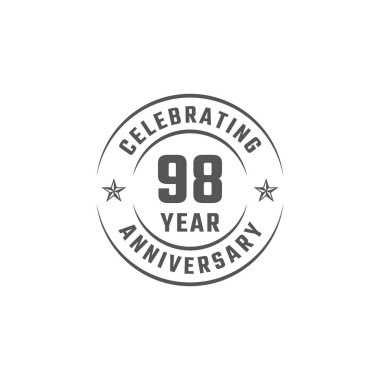 Beyaz Arkaplanda Gri Kutlama Etkinliği, Düğün, Kutlama Kartı ve Davetiye ile 98 Yıl Yıldönümü Amblemi