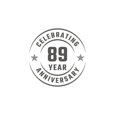 89 Yıl Yıldönümü Amblemi Kutlama Etkinliği Gri Rengi, Düğün, Kutlama Kartı ve Davetiyesi Beyaz Arkaplanda İzole Edildi