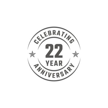 Kutlama Etkinliği, Düğün, Kutlama Kartı ve Beyaz Arkaplan 'a Davet Etmek İçin Gri Renkli 22. Yıldönümü Kutlama Rozeti