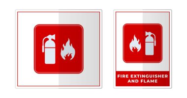 Yangın Güvenliği Kırmızı İşaret Etiketi Simgesi Simge Vektör İllüstrasyonu