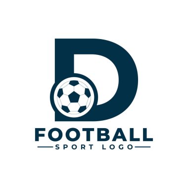 D harfi futbol topu logosu tasarımı. Spor Takımı veya Şirket Kimliği için Vektör Tasarım Şablonu Elementleri.