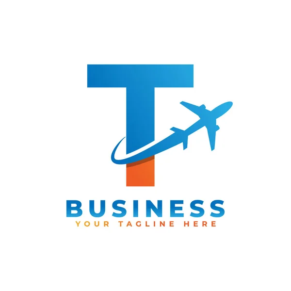 Carta Com Design Logotipo Avião Adequado Para Turismo Viagens Iniciar — Vetor de Stock