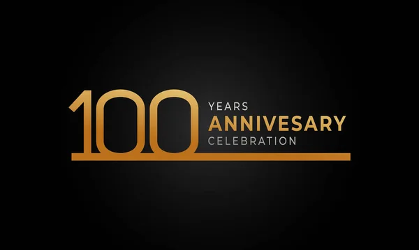 100 Jaar Jubileum Celebration Logotype Met Enkele Lijn Gouden Zilveren — Stockvector