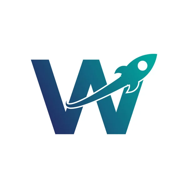 Brev Med Rocket Och Swoosh Logo Design Kreativ Brev Mark — Stock vektor