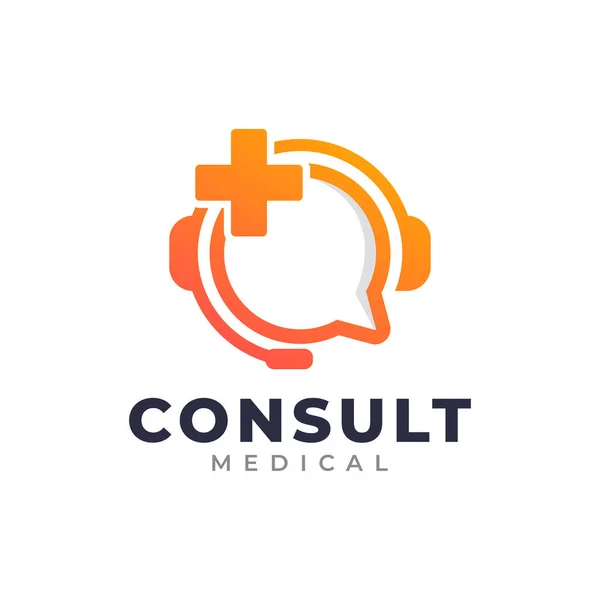 Konsulting Medyczny Online Logo Szablon Projektowanie Wektor Opieki Zdrowotnej — Wektor stockowy