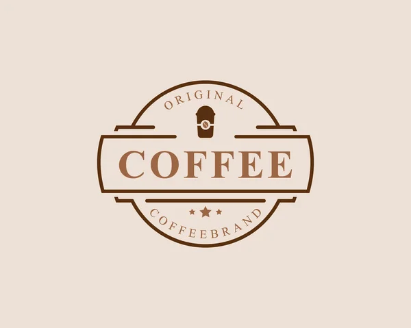 Klasyczne Logo Kawiarni Retro Odznaka Puchar Fasola Kawiarnia Vintage Styl — Wektor stockowy
