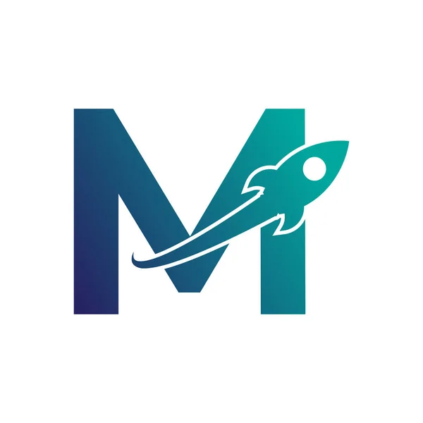 Letra Con Rocket Diseño Logotipo Swoosh Marca Carta Creativa Adecuada — Vector de stock