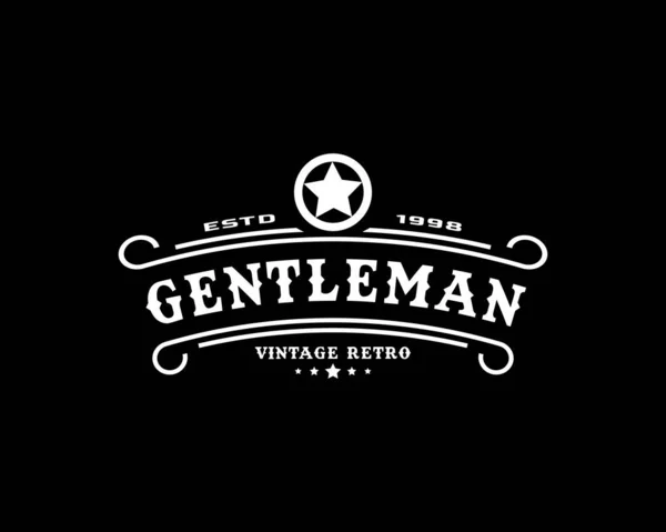 Emblema Etiqueta Retro Vintage Clássico Criativo Para Vestuário Pano Cavalheiro —  Vetores de Stock