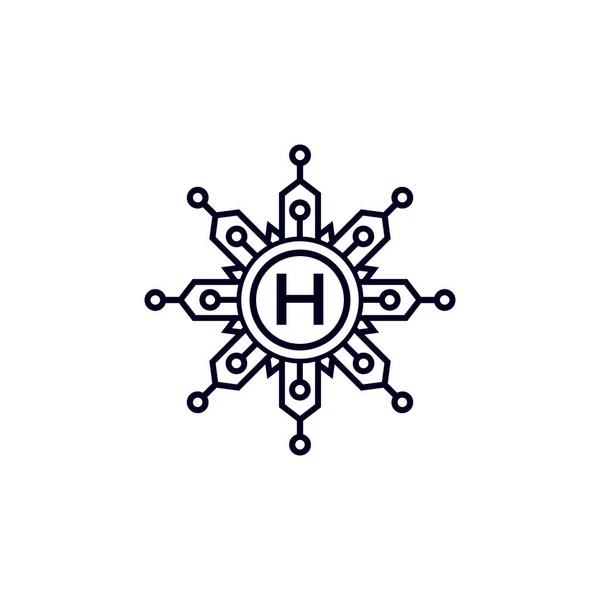 Teknoloji Başlangıç Harfi Çemberi Logo Tasarım Şablonu — Stok Vektör