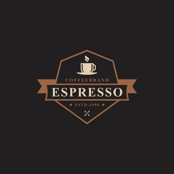 Klassisk Retro Badge Coffee Shop Logos Cup Bönor Café Vintage — Stock vektor