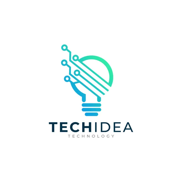 Digital Idea Logo Design Bulb Combined Technology Icon Vector Illustration — Stock Vector