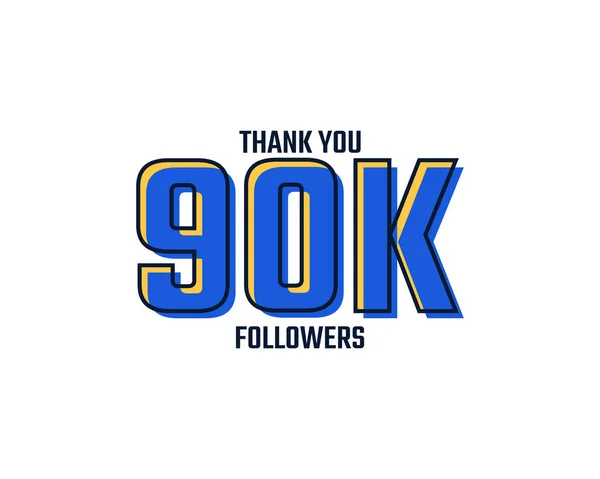 Děkuji Follows Card Celebration Vector 90000 Následovníků Gratulujeme Post Social — Stockový vektor