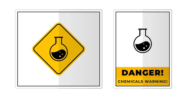 Niebezpieczne Chemikalia Ostrzeżenie Znak Ostrzegawczy Symbol Ikona Wektor Ilustracja — Wektor stockowy