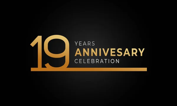 Year Anniversary Celebration Logotype Single Line Golden Silver Color Celebration — Stock Vector