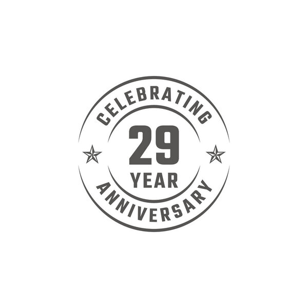 29 Year Anniversary Celebration Emblem Badge with Gray Color for Celebration Event, Wedding, Greeting card, and Invitation Isolated on White Background