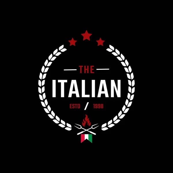 Classico Vintage Retro Label Emblema Distintivo Grill Italiano Barbecue Logo — Vettoriale Stock