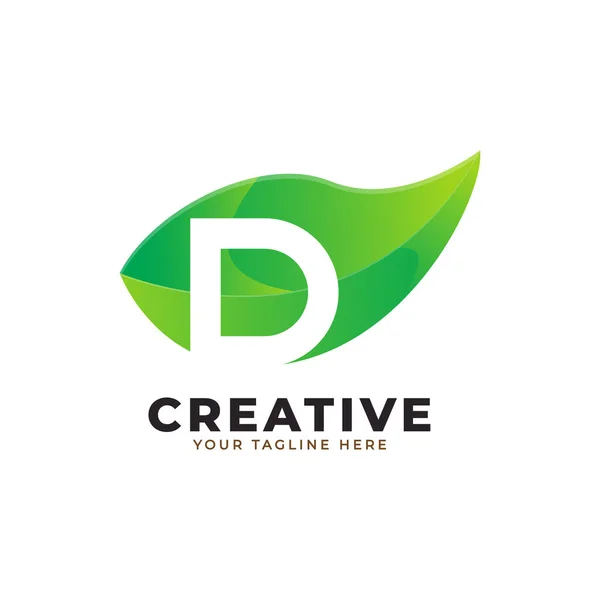 Nature Green Leaf Letter Logo Design Monogram Logo Green Leaves – stockvektor