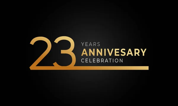 黒を基調としたイベント 結婚式 グリーティングカード 招待状のためのシングルラインゴールデンとシルバーカラーの23周年記念ロゴタイプ — ストックベクタ