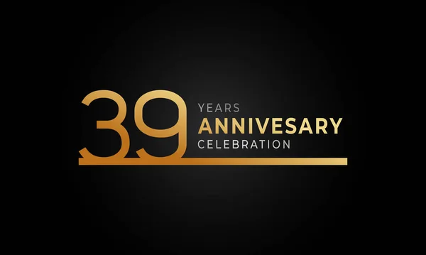 Έτος Επέτειος Εορτασμός Logotype Μονή Γραμμή Χρυσό Και Ασημί Χρώμα — Διανυσματικό Αρχείο