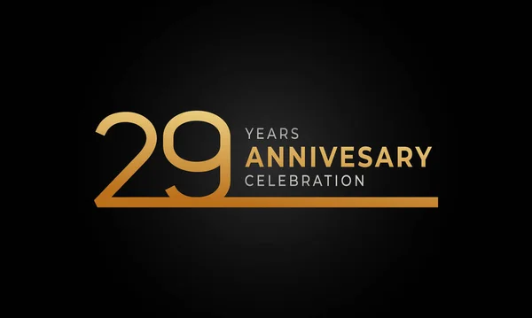 Έτος Επέτειος Εορτασμός Logotype Μονή Γραμμή Χρυσό Και Ασημί Χρώμα — Διανυσματικό Αρχείο