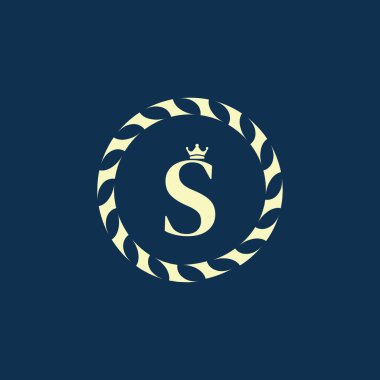Klasik Insignia Retro Etiket Harfi S Kaligrafik Çizgi Sanat Logosu Monogram İş İşaretleri için Tasarım Elemanı Kimlik, Kafe veya Otel Vektörü Resimleri
