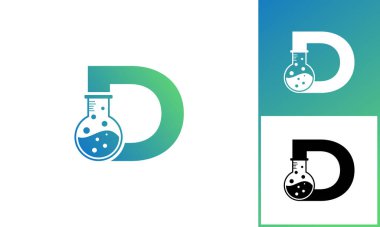 Soyut laboratuvar logosu olan D harfi. İş, Bilim, Sağlık, Tıbbi, Laboratuvar, Kimyasal ve Doğa Logoları İçin Kullanılabilir.