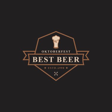 Vintage Retro Rozet Oktoberfest Etiket Typographic Tasarım Willkommen Zum Davetiye Bira Festivali Logosu