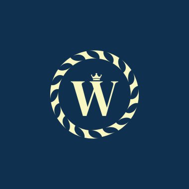 Vintage Insignia Retro Etiket Harfi W Hattat Sanatı Logosu İş İşaretleri için Tasarım Elemanı, Kimlik, Kafe veya Otel Vektörü Resimleri