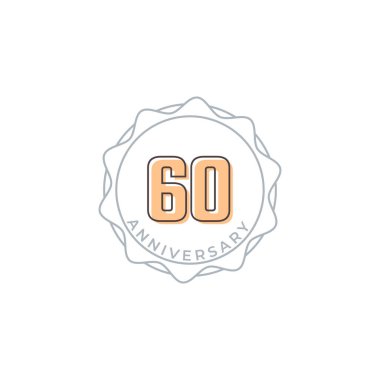 60 Yıl Yıldönümü Vektör Rozeti. Mutlu Yıldönümleri Kutlama Şablon Tasarımını Kutluyor