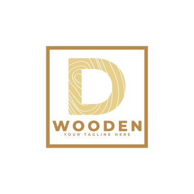 Tahta desenli D harfi ve kare şekilli logo. İş, Mimarlık, Gayrimenkul, İnşaat ve İnşaat Logoları İçin Kullanılabilir