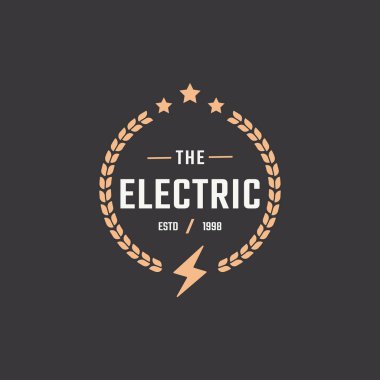 Electric Bolt Flash Storm Logo Tasarımı İlham Veren Hipster Vintage Rustik Etiket Rozeti