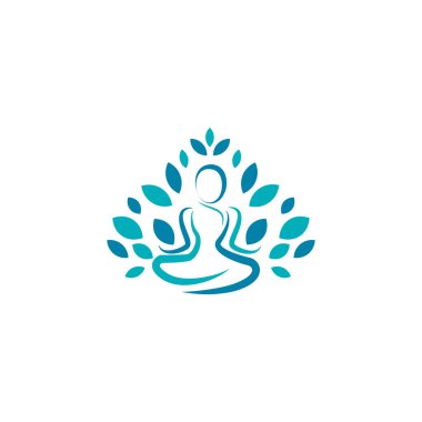 Yeşil Yapraklı Linear Women Silhouette Fitness ve Wellness Vector Logo Tasarım Elemanı Şablonu