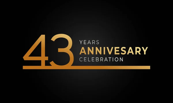 Logotipo Celebración Años Con Una Sola Línea Color Dorado Plata — Vector de stock