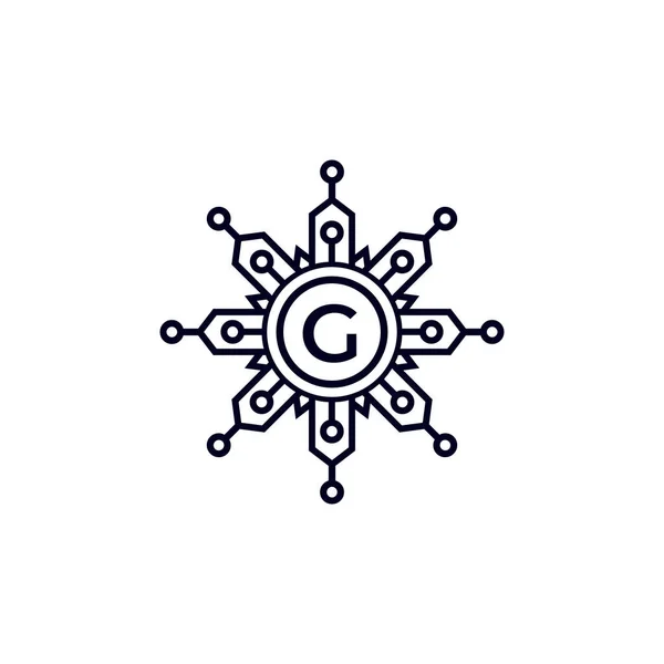 Technologie Eerste Letter Cirkel Logo Ontwerp Model Element — Stockvector