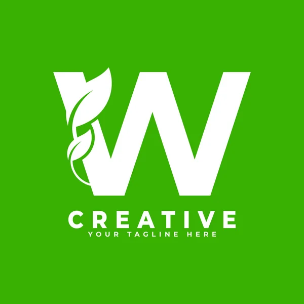 Yeşil Arkaplanda Yaprak Logosu Tasarım Elemanı Olan Harfi Bilim Sağlık — Stok Vektör