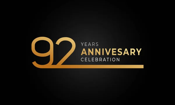 Logotipo Celebración Aniversario Años Con Una Sola Línea Color Dorado — Archivo Imágenes Vectoriales