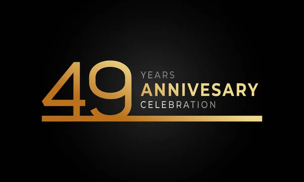 Logotipo Celebração Aniversário Anos Com Linha Única Cor Dourada Prata — Vetor de Stock
