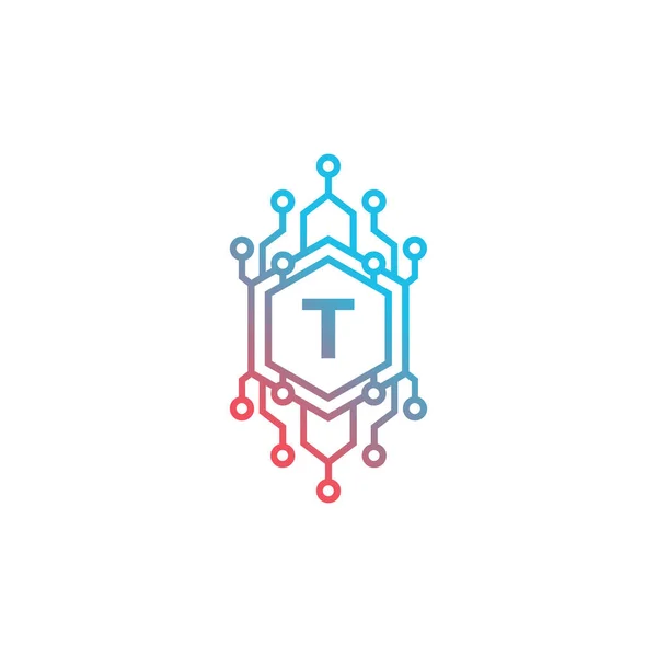 Technologie Lettre Initiale Élément Modèle Conception Logo — Image vectorielle